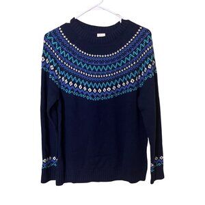 Blair Womens Fair Isle Knit Sweater Medium Nordic Cabincore